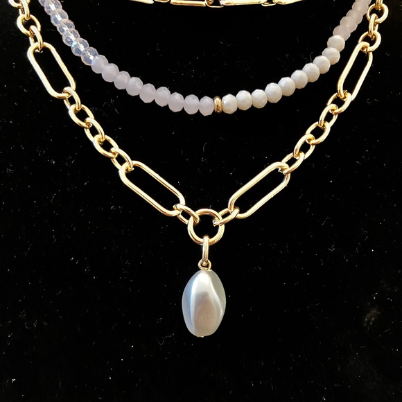 Chic Gold and Blue Beaded Necklace by 0N 34th multi layer all in one. Statement - Picture 10 of 10